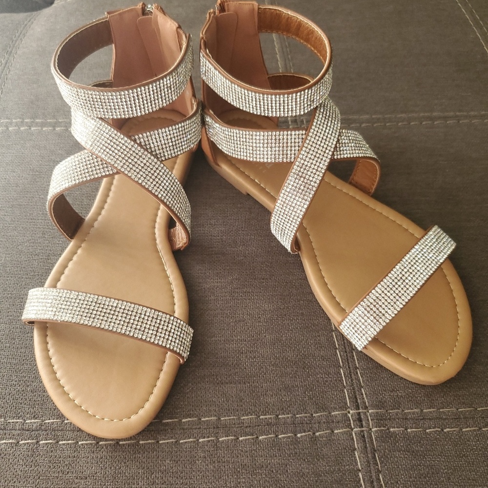 NEW Joni Cognac Gladiator Rhinestone Sandal - Picture 7 of 8